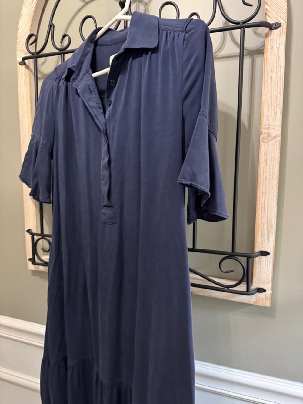 Chico's Navy Short-Sleeve Button Polo size 00 Tiered Dress Modal - Picture 9 of 14